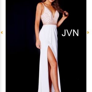 Jovani JVN59052 White Rose Gold Prom Dress Sz 4